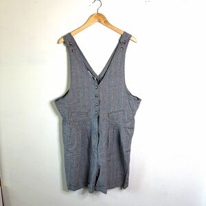 Vintage 90s Esprit Gray Striped  cotton Blend Romper Overalls shorts sz 1x xxl